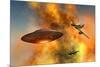 German Messerschmitt 262 Jetfighter Planes Chasing a Ufo-null-Mounted Art Print