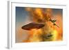 German Messerschmitt 262 Jetfighter Planes Chasing a Ufo-null-Framed Art Print