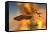 German Messerschmitt 262 Jetfighter Planes Chasing a Ufo-null-Framed Stretched Canvas