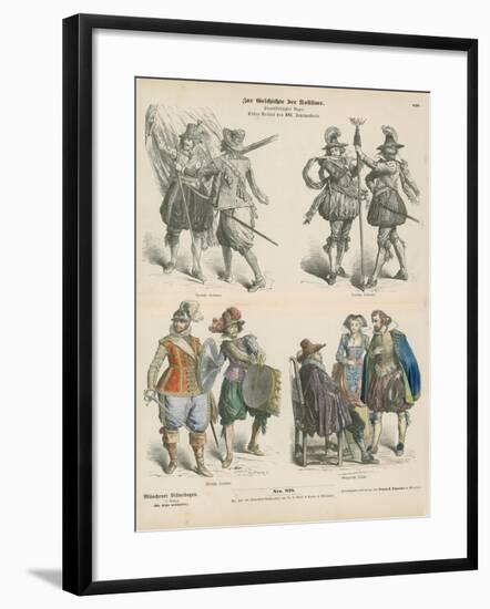 German Military and Bourgeois Costumes, Early 17th Century-null-Framed Giclee Print