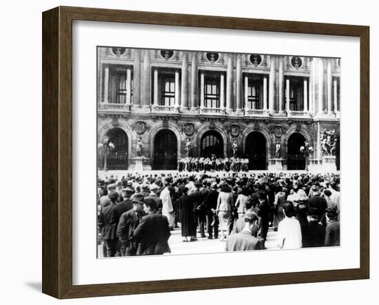 German Military Band Giving a Concert, Occupied Paris, 1940-1944-null-Framed Giclee Print
