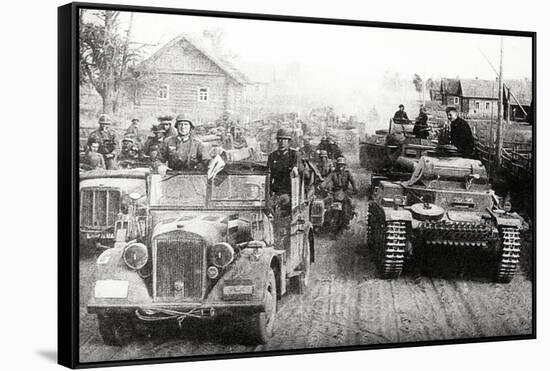 German Military Convoy in Occupied Russia-null-Framed Stretched Canvas