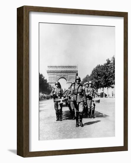 German Military Parade Along the Champs Elysees During the Occupation, Paris, 1940-1944-null-Framed Photographic Print