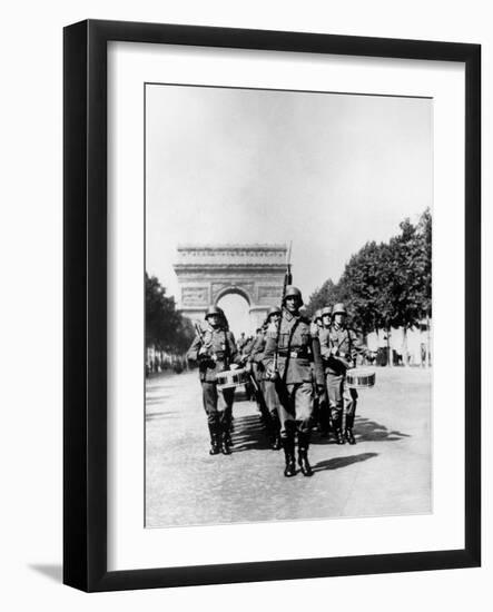 German Military Parade Along the Champs Elysees During the Occupation, Paris, 1940-1944-null-Framed Photographic Print