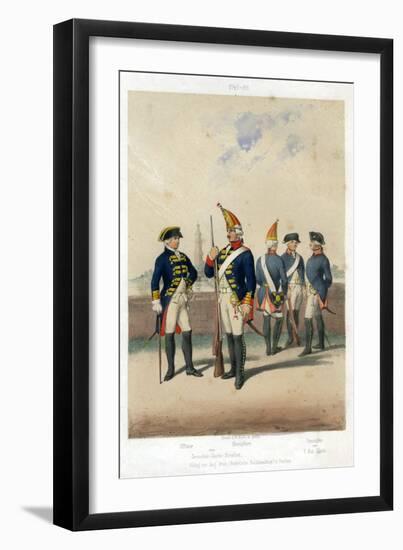 German Military Uniforms, 1740-1786-W Korn-Framed Giclee Print