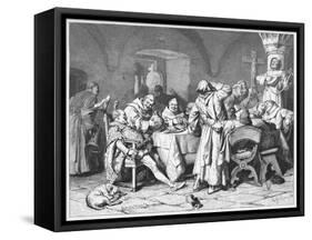 German Monks Entertain a Visitor with the Wine of the Cloister-W. Grubner-Framed Stretched Canvas