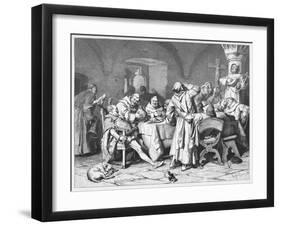 German Monks Entertain a Visitor with the Wine of the Cloister-W. Grubner-Framed Art Print