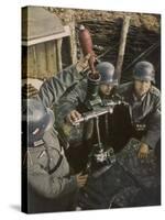 German Mortar Crew in Action-null-Stretched Canvas
