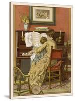 German Mother and Child at the Piano-Woldemar Friedrich-Stretched Canvas