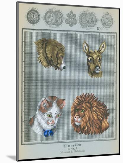 German Needlepoint Sampler-null-Mounted Art Print