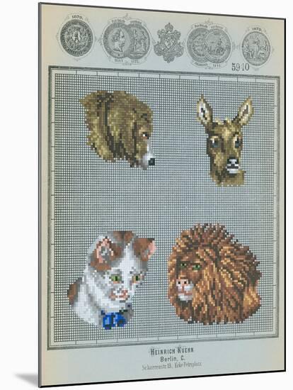 German Needlepoint Sampler-null-Mounted Art Print