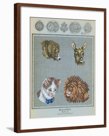 German Needlepoint Sampler-null-Framed Art Print