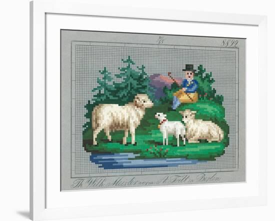 German Needlepoint Sampler-null-Framed Art Print