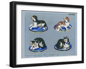 German Needlepoint Sampler-null-Framed Art Print