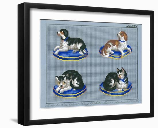 German Needlepoint Sampler-null-Framed Art Print