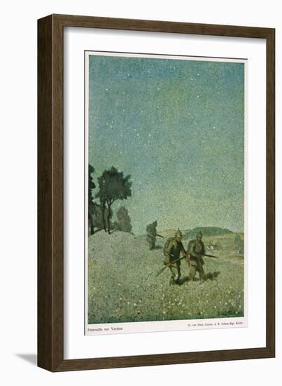 German Night Patrol Before Verdun-O. Van Hout-Framed Art Print