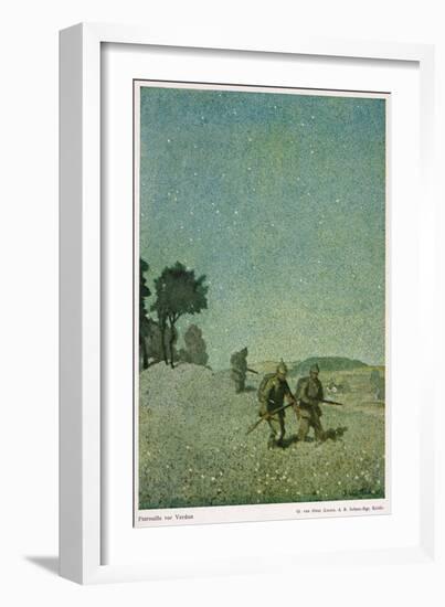 German Night Patrol Before Verdun-O. Van Hout-Framed Art Print