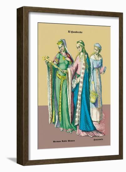 German Noblewoman and Housewife, 12th Century-Richard Brown-Framed Art Print