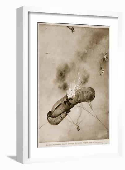 German Observation Balloon Destroyed by Bombs Dropped from an Aeroplane-null-Framed Giclee Print