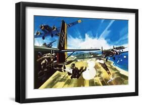 German Paratroopers Landing on Crete During Ww2-Wilf Hardy-Framed Giclee Print