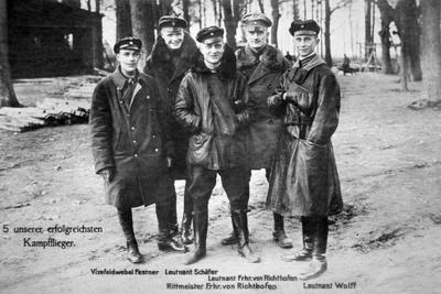 Baron Von Richthofen with Fellow Pilots, Including His Brother Lothar