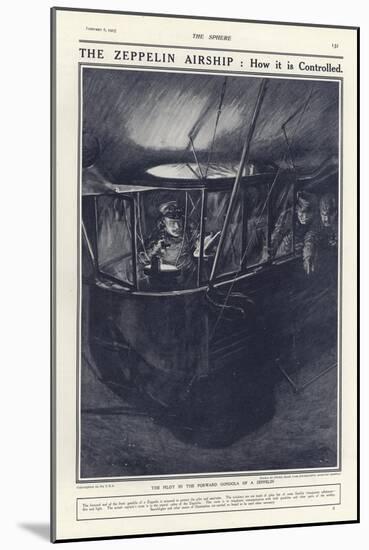 German Pilot in the Forward Gondola of a Zeppelin, World War I-Philip Dadd-Mounted Giclee Print