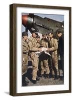 German Pilots Attend Last Briefing Before a Mission, Aircraft in Background is a Stuka-Unsere Wehrmacht-Framed Art Print