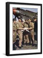 German Pilots Attend Last Briefing Before a Mission, Aircraft in Background is a Stuka-Unsere Wehrmacht-Framed Art Print