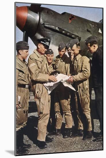 German Pilots Attend Last Briefing Before a Mission, Aircraft in Background is a Stuka-Unsere Wehrmacht-Mounted Art Print