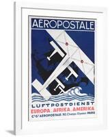 German Poster Advertising the French Airmail Service, 1928-null-Framed Giclee Print