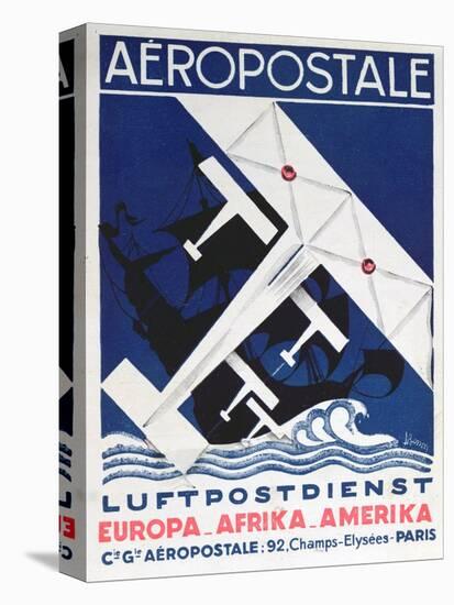 German Poster Advertising the French Airmail Service, 1928-null-Stretched Canvas