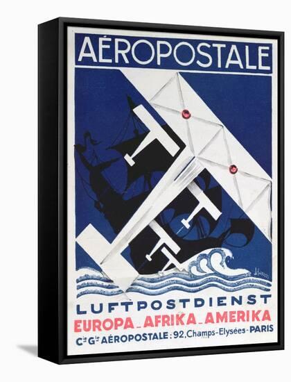 German Poster Advertising the French Airmail Service, 1928-null-Framed Stretched Canvas