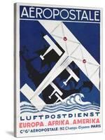 German Poster Advertising the French Airmail Service, 1928-null-Stretched Canvas