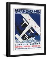 German Poster Advertising the French Airmail Service, 1928-null-Framed Giclee Print