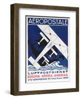 German Poster Advertising the French Airmail Service, 1928-null-Framed Giclee Print