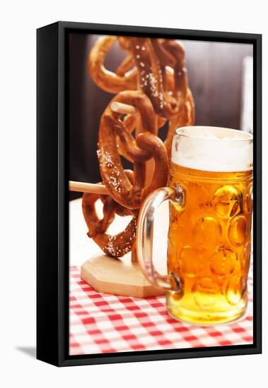 German Pretzel Bread with Beer-maksheb-Framed Stretched Canvas