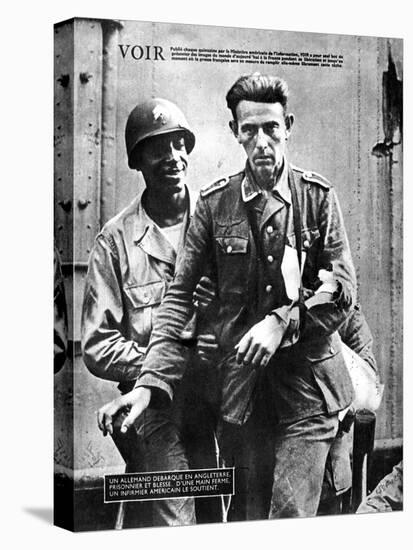 German Prisoner of War Arriving in England, Escorted by an American Soldier, 1944-null-Stretched Canvas