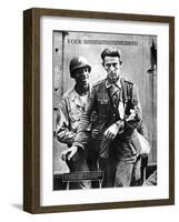 German Prisoner of War Arriving in England, Escorted by an American Soldier, 1944-null-Framed Giclee Print