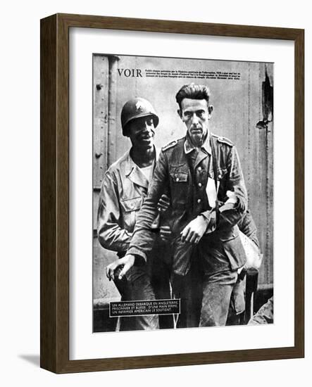 German Prisoner of War Arriving in England, Escorted by an American Soldier, 1944-null-Framed Giclee Print