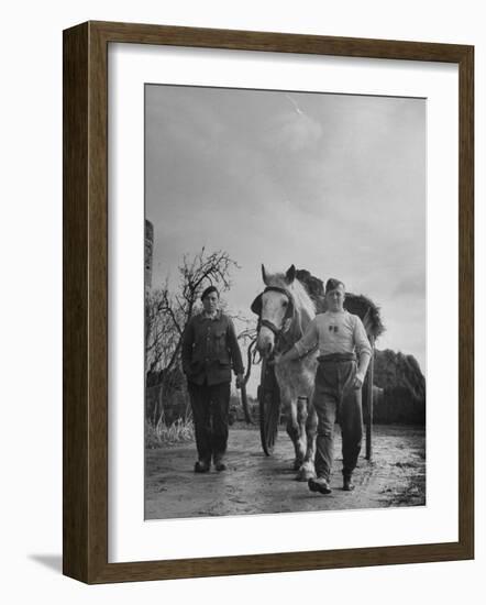 German Prisoner of War Working as Farm Hand for French Farmer-null-Framed Photographic Print