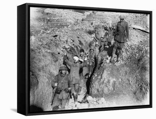 German Prisoners are Escorted in from the Battlefield During the Battle of Thiepval Ridge-Robert Hunt-Framed Stretched Canvas