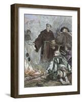 German Reformer, Luther Burning the Papal Bull 'Exsurge Domine' (1520) of Pope Leo X-Prisma Archivo-Framed Photographic Print