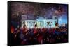 German Reunification Party in Berlin with Firework-Markus Bleichner-Framed Stretched Canvas