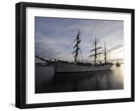 German Sailor Gorch Fock is Pictured During its Arrival in Kiel, Northern Germany-null-Framed Photographic Print