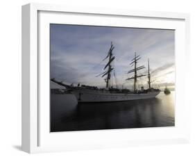 German Sailor Gorch Fock is Pictured During its Arrival in Kiel, Northern Germany-null-Framed Photographic Print