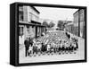 German School Teachers and Children Wear Gas Masks as They are Drilled-null-Framed Stretched Canvas