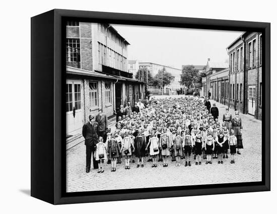 German School Teachers and Children Wear Gas Masks as They are Drilled-null-Framed Stretched Canvas