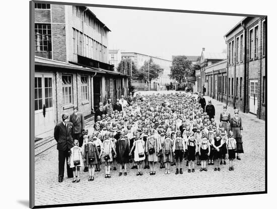 German School Teachers and Children Wear Gas Masks as They are Drilled-null-Mounted Photographic Print