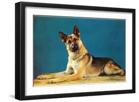 German Shepard, Retro-null-Framed Art Print