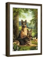 German Shepards/Chicken-Dan Craig-Framed Giclee Print